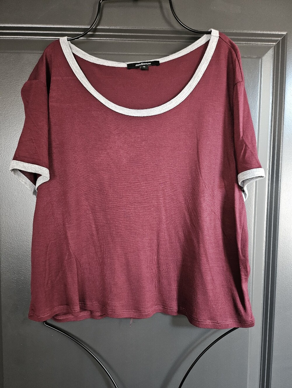 Burgundy/grey Top